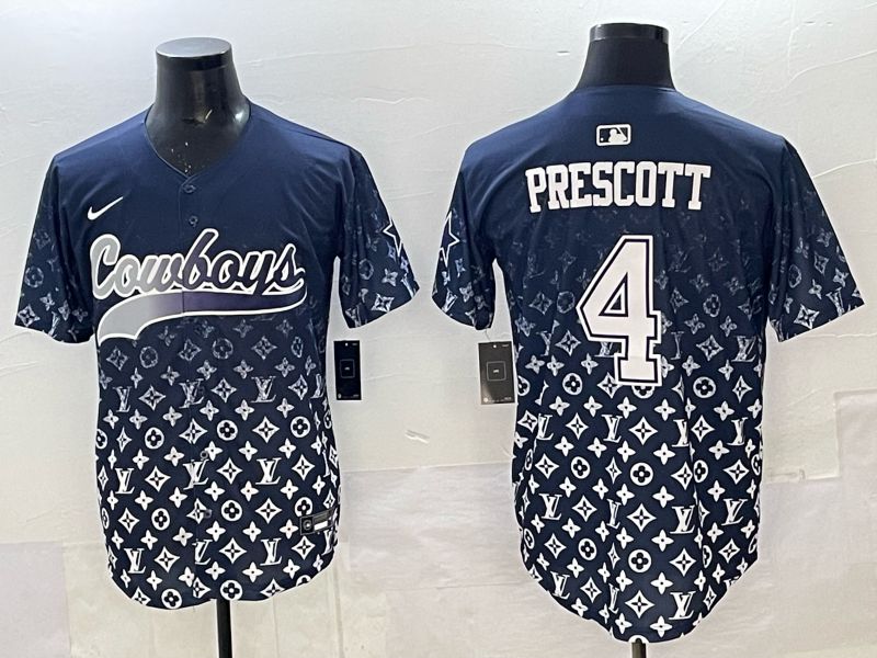 Men 2025 Nike Dallas Cowboys #4 Prescott Drak Blue Limited NFL Jersey 01